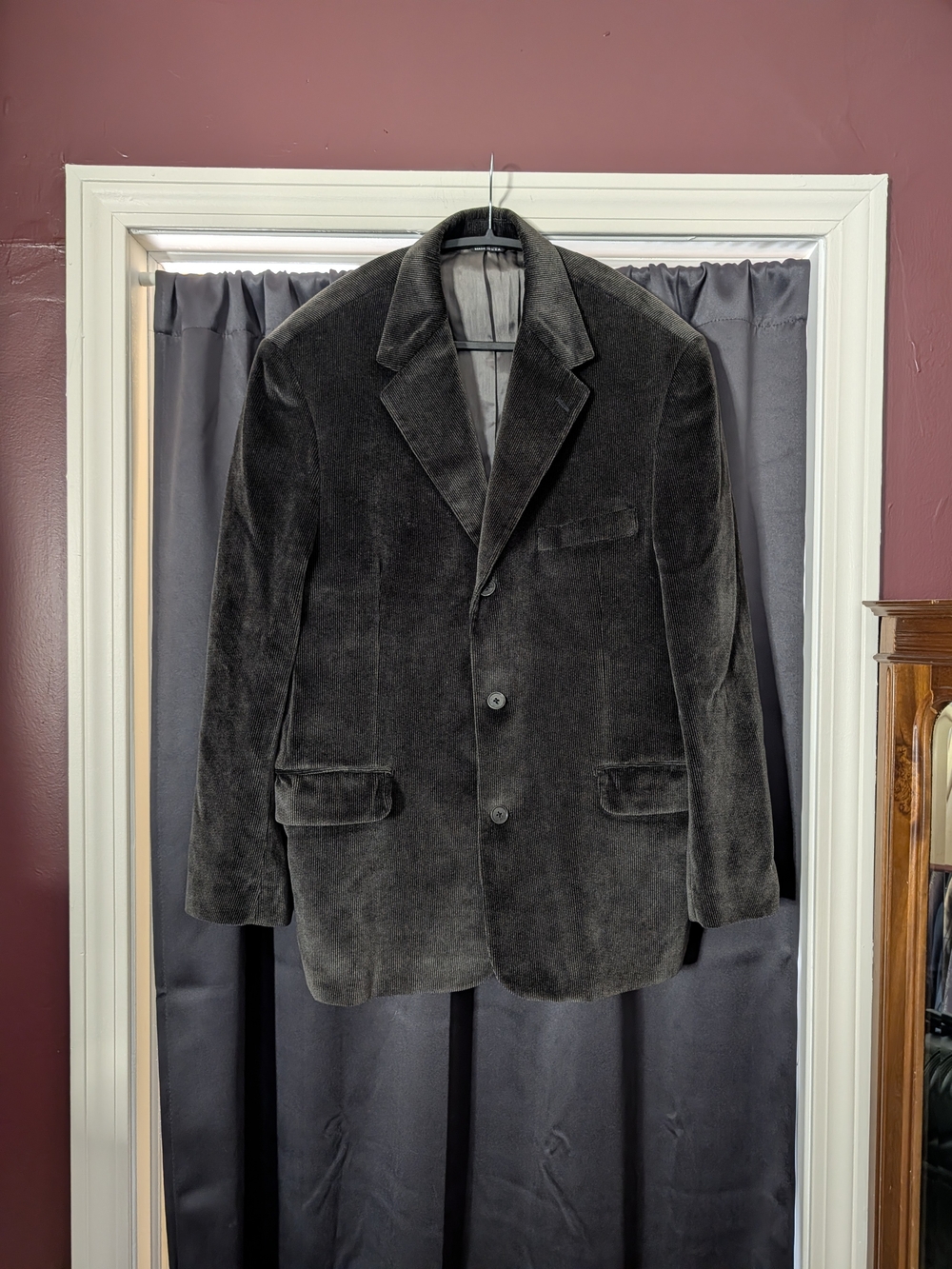Balmain Black Velour Corduroy Mens Sport Coat Vintage Two-button Blazer 42R